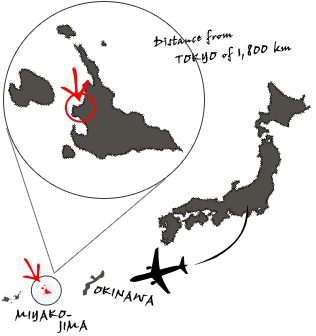宮古島は東京から1,800キロ